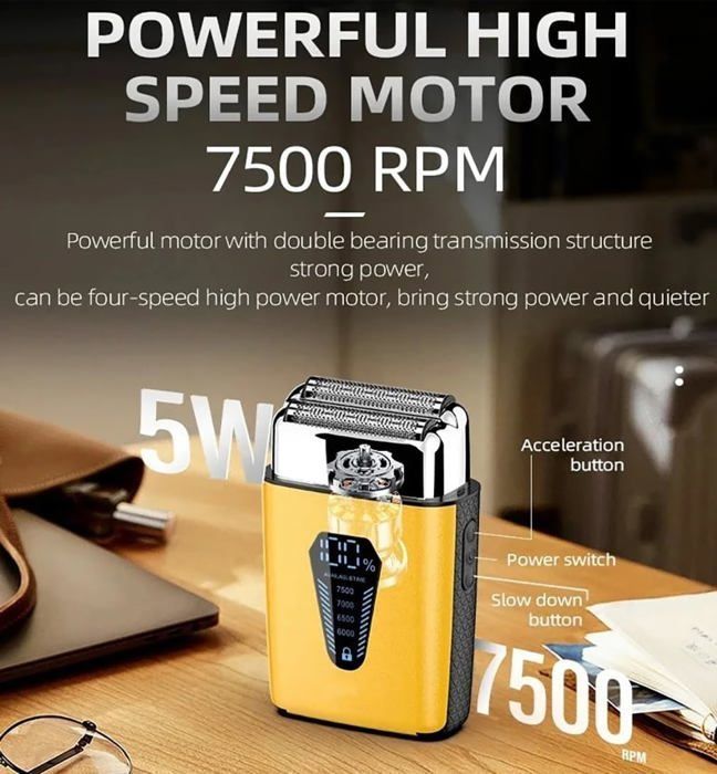Men's razor, professional beard shaver, electric beard trimmer 8500 rpm, mini LCD shaver