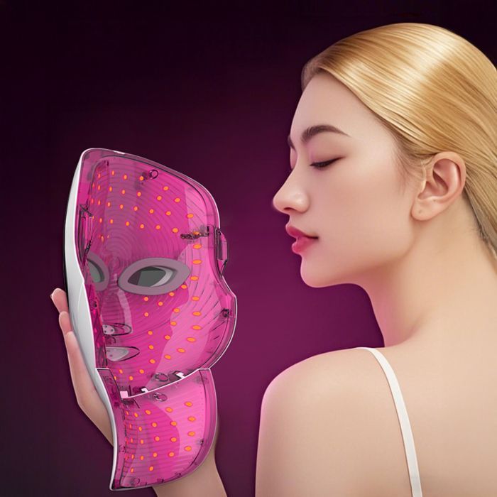 Mascarilla facial de terapia de luz LED DAM con 7 colores. Para rostro y cuello. 19,2 x 9 x 30,1 cm. Color: Blanco