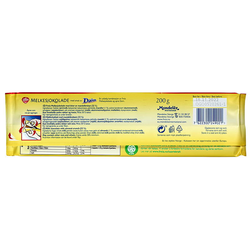 Cioccolato al latte Freia Daim 200 g Freia