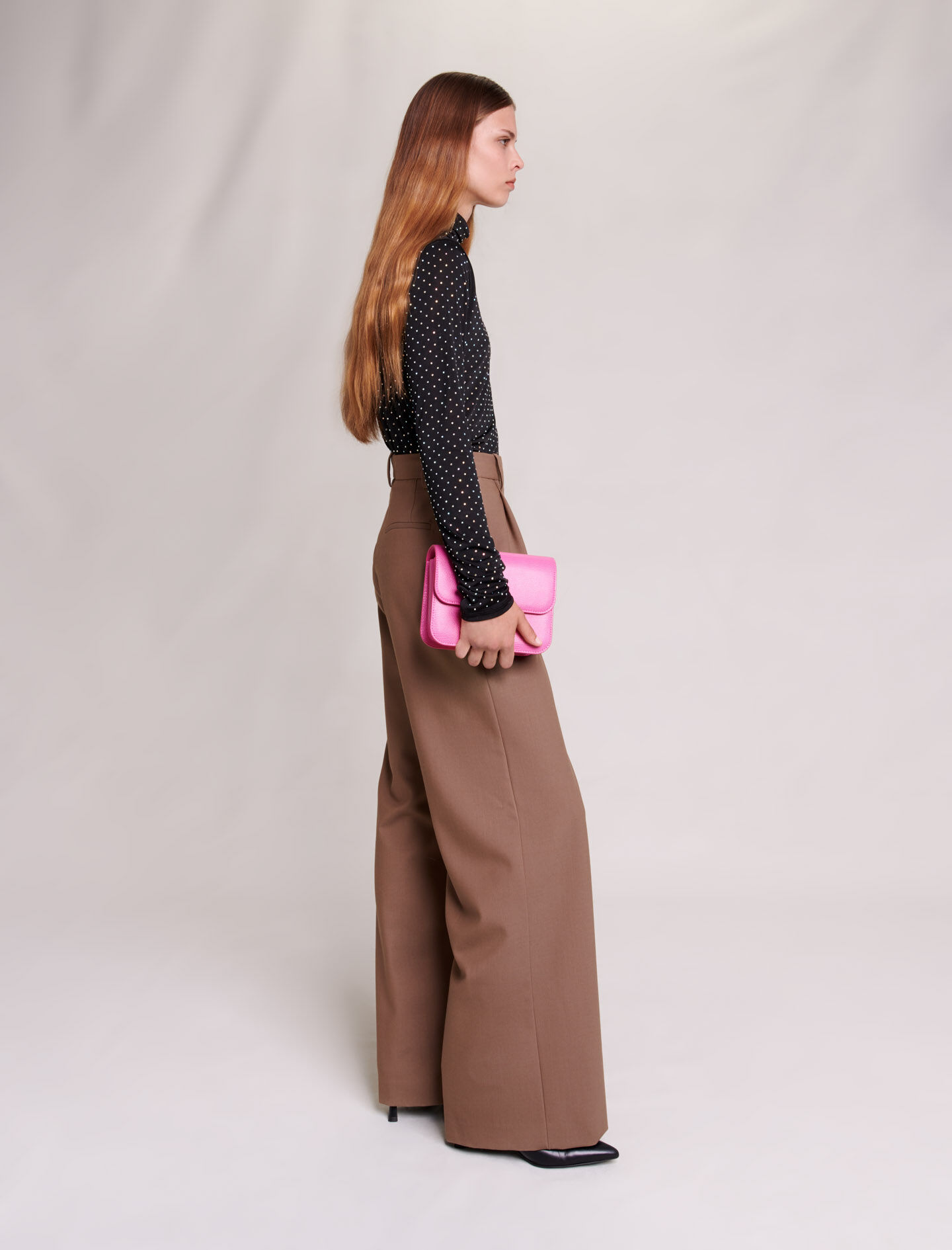 Pantaloni largi camel