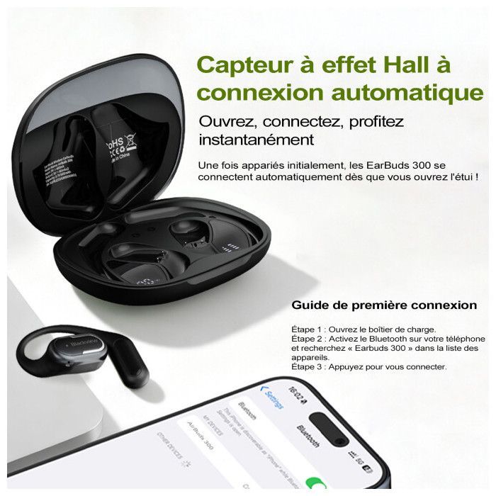 Blackview AirBuds 300 Wireless Bluetooth 6.0 Earbuds with Active ANC, 500mAh Charging Case, IPX5, for iPhone/Android, White
