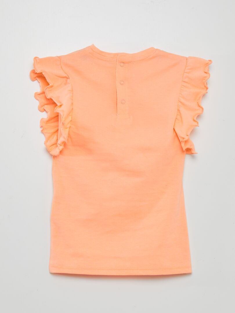 Jurk met ruches - Grafik Edition - ORANJE