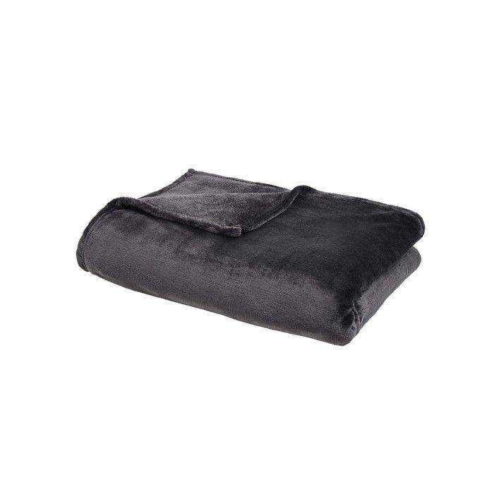 XL throw blanket 150 x 200 cm, soft and warm for 2 people, 100% Polyester, charcoal color