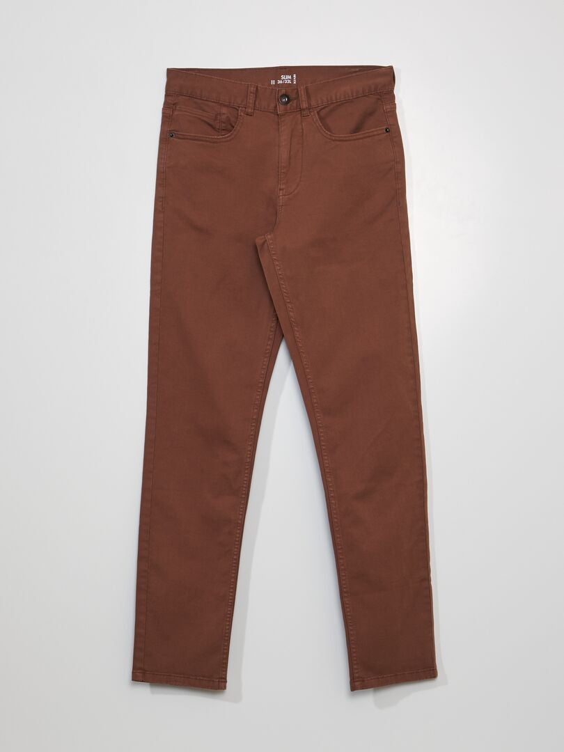 Calça jeans slim de 5 bolsos - tamanho L32 - marrom