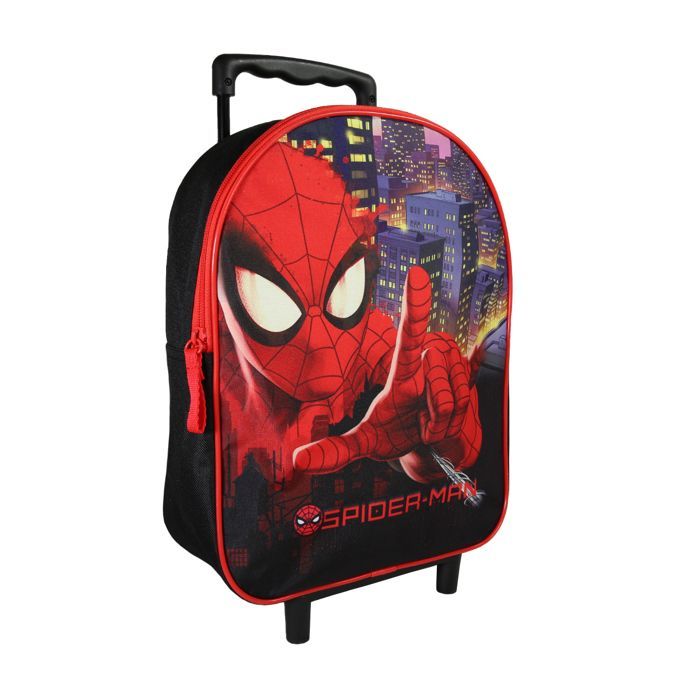 Mochila escolar com rodinhas Bagtrotter - Homem-Aranha - Preta - 1 compartimento com zíper - Alças de ombro acolchoadas -...