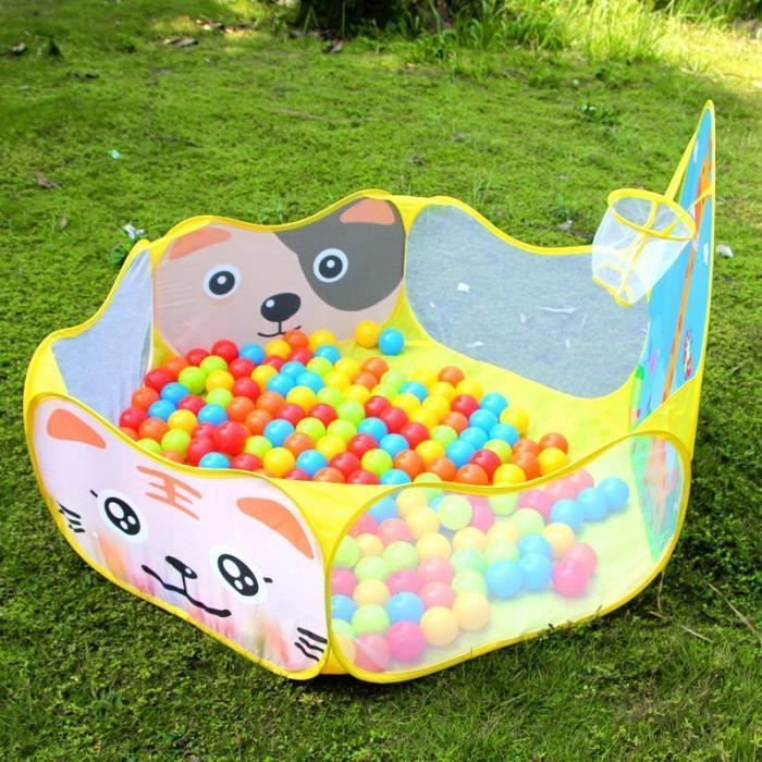 Piscines à balles rose avec panier - SANLIN BEANS - Playpen - Dot - Plastique - Taille 120