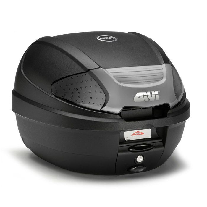 Maleta trasera Monolock GIVI E300NT2B negra ahumada de 30 litros.