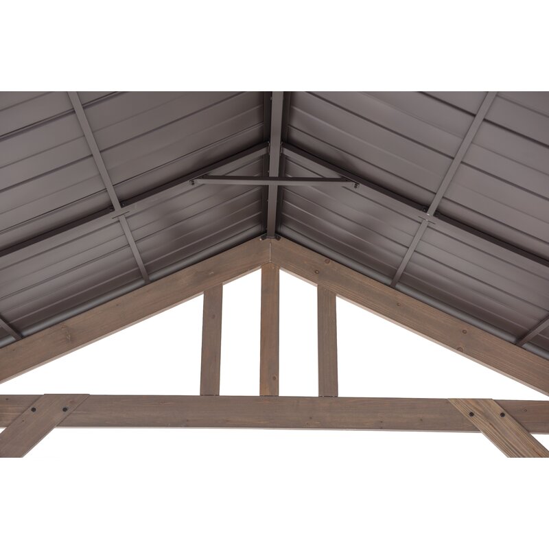 Sunjoy 14 Fuß B x 12 Fuß T Gartenpavillon aus massivem Zedernholz