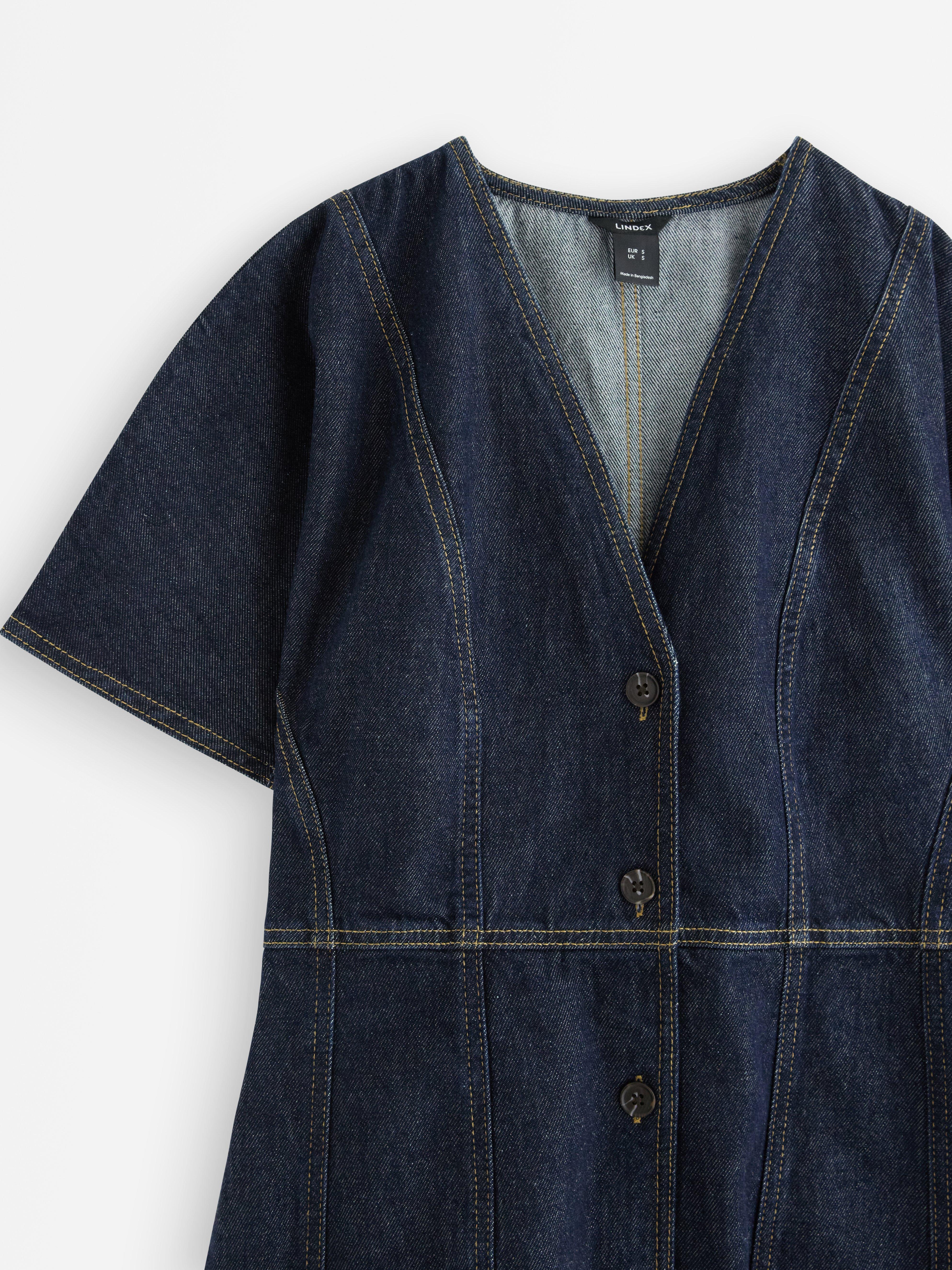 Vestido curto jeans, jeans escuro.