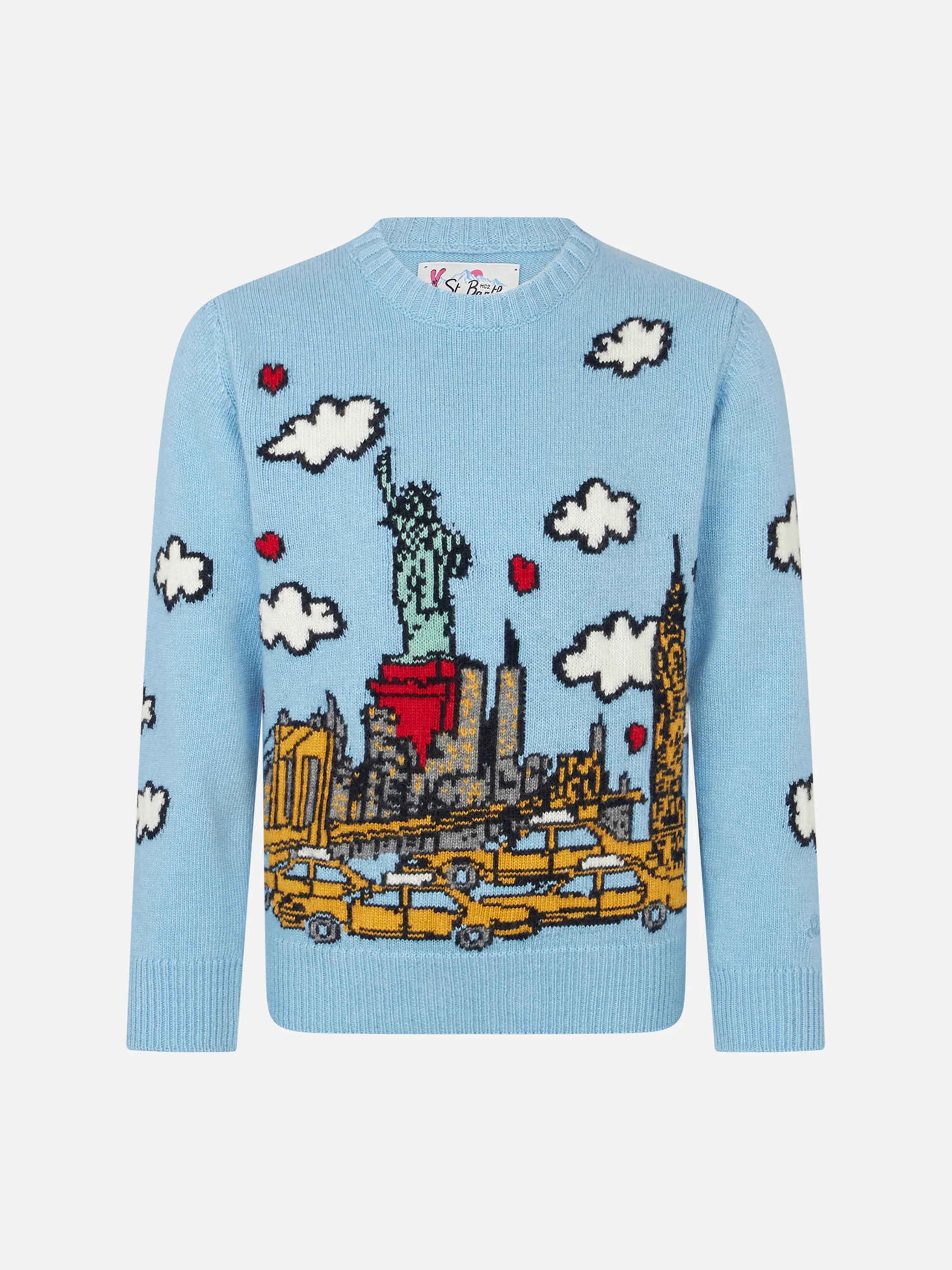 Trui met jacquardprint van een New Yorkse ansichtkaart voor meisjes