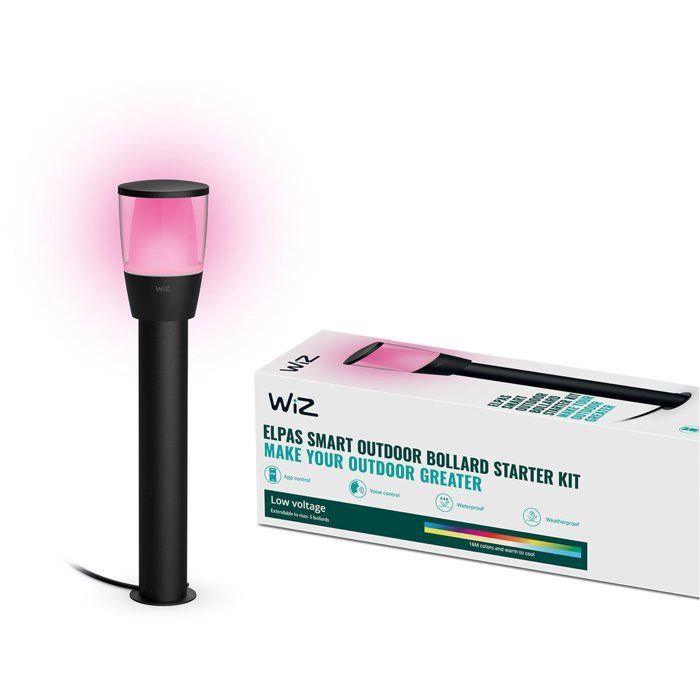 Kit Inicial de Estação de Carregamento Inteligente Externa WIZ ELPAS 12V - Moinhos de Vento - Alumínio - LED Integrado - Preto