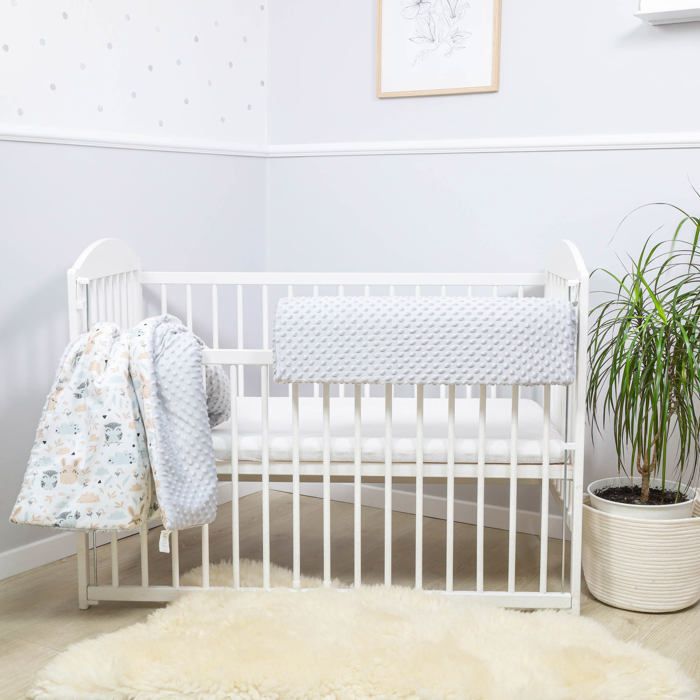 Tour de lit bebe protection enfant 70 cm - contour de lit bébé complet respirant protège-lit bord en mousse  Gris Clair Velours