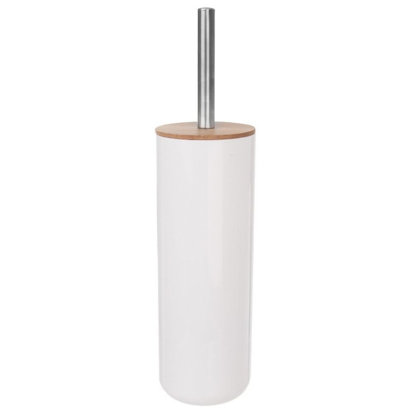 Szczotka do toalety z pojemnikiem bambusowa WC biała 37 cm
