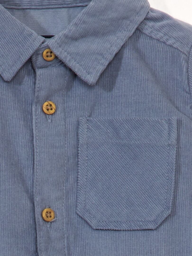 Camisa de veludo de cor sólida - AZUL