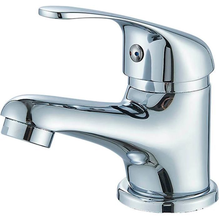 Rubinetto da bagno cromato, miscelatore per lavabo con acqua calda e fredda, ottone, finitura cromata
