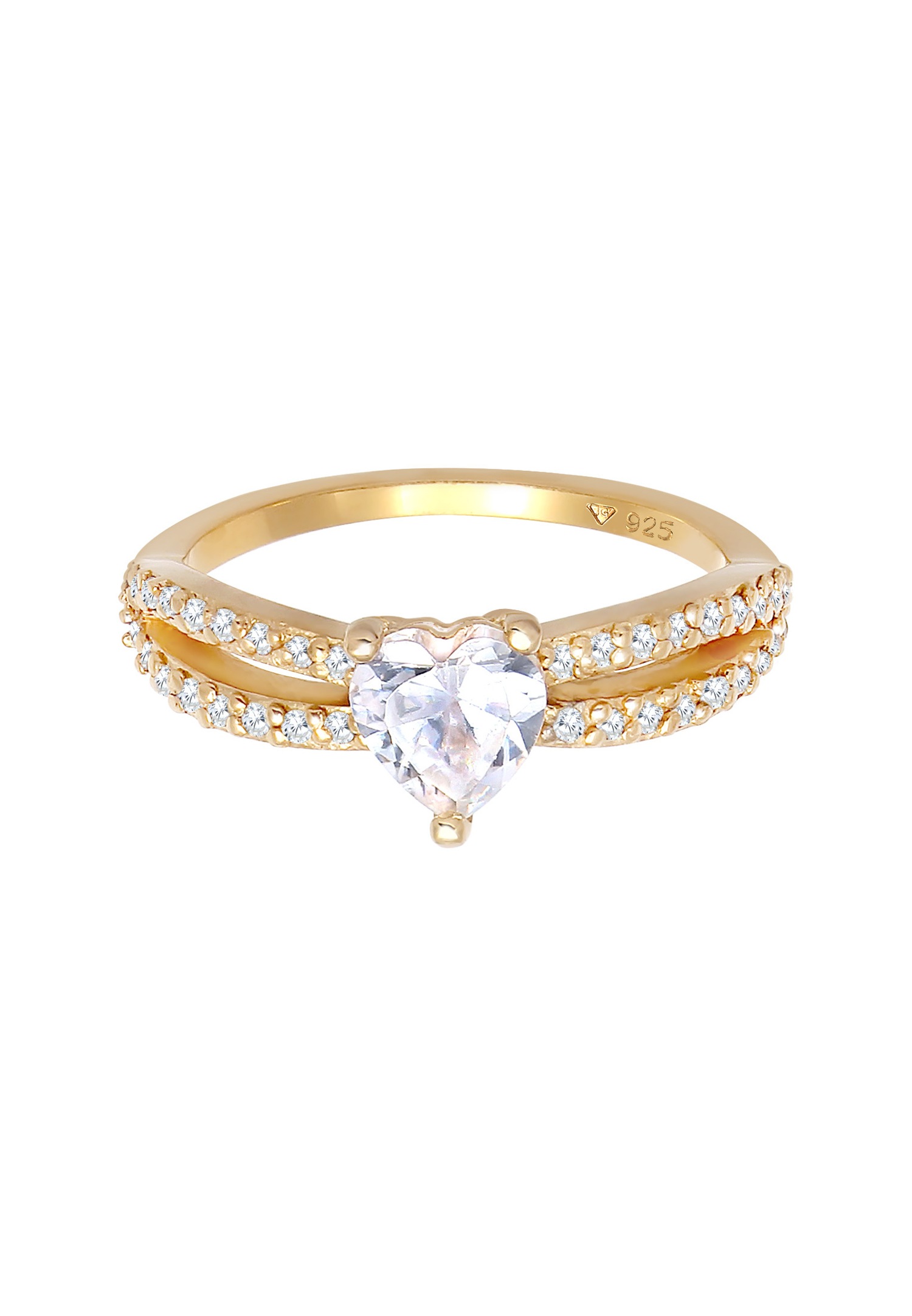Elli Bague de fiançailles solitaire pour dames avec cristaux de zircone en 925/1000 argent massif