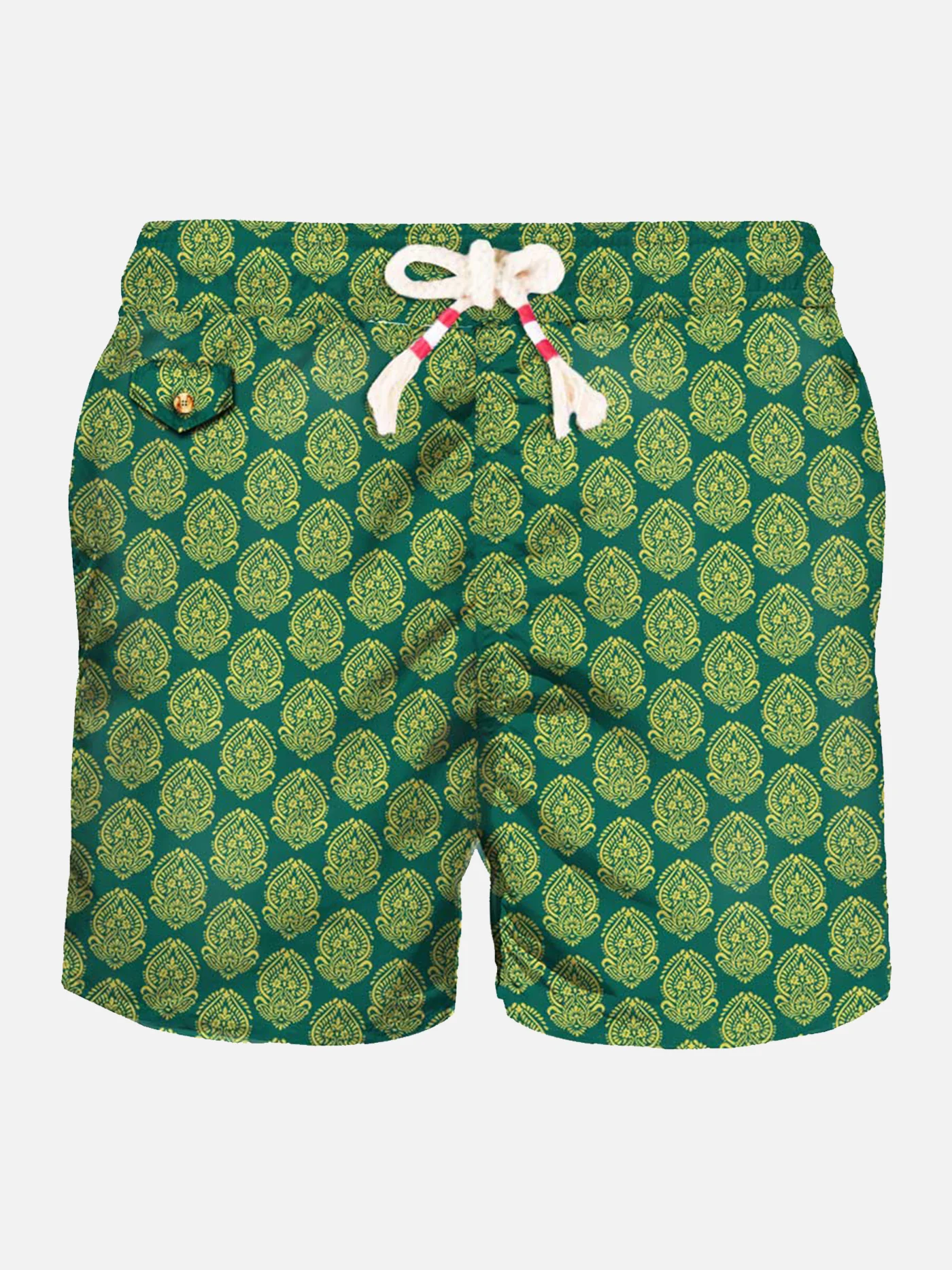 Traje de baño para hombre en tejido ligero con estampado indio.