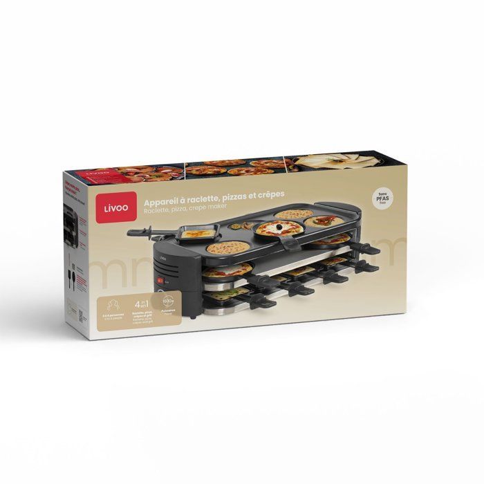 Máquina para raclette, pizza y crepes para 8 personas - Livoo - DOC337 -