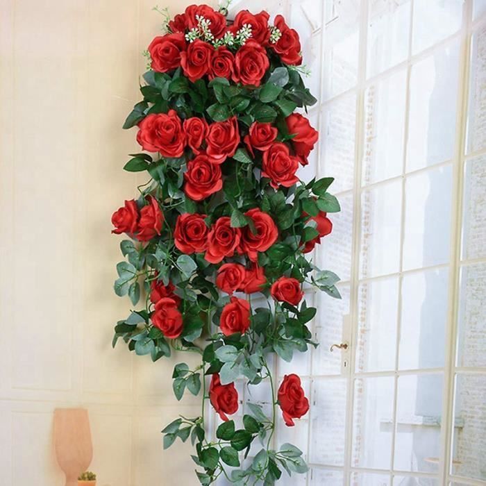 Künstliche Blumen - SODIAL - 2er-Pack - Rot - 90 cm - Hängende Dekoration