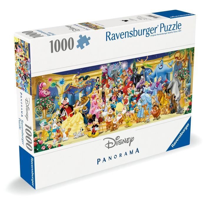Disney groepsfoto puzzel van 1000 stukjes, panorama, voor volwassenen en kinderen vanaf 14 jaar, 12000444, Ravensburger