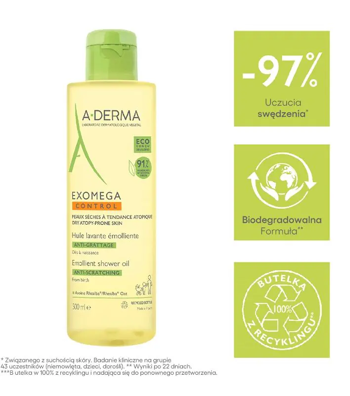A-Derma Exomega Control Olejek-emolient pod prysznic, 500 ml