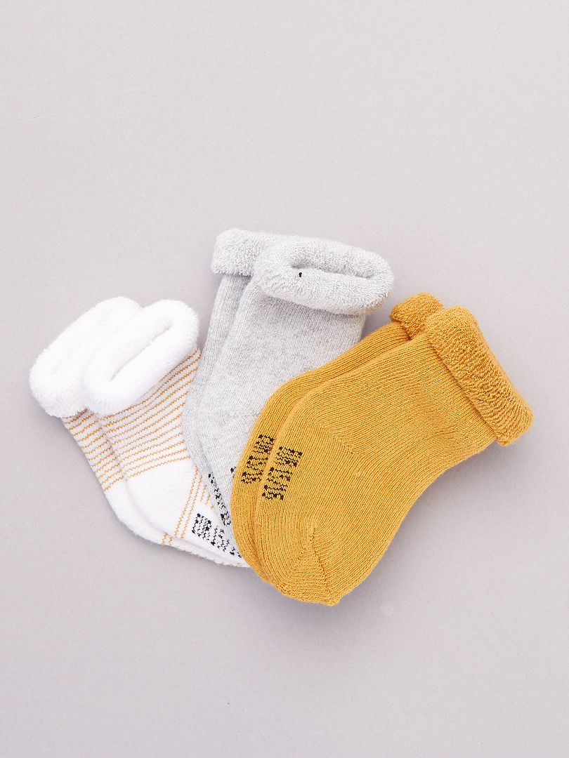 Conjunto de 3 pares de meias de bebê - LARANJA