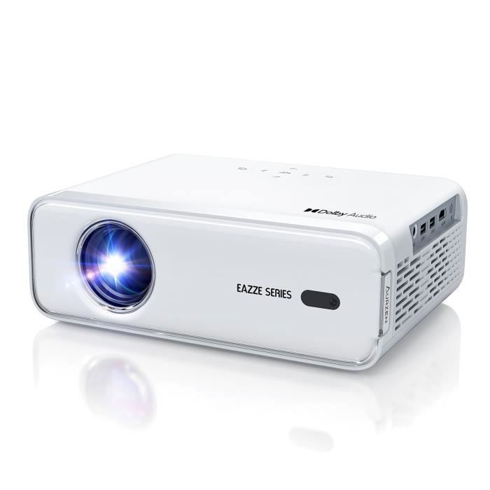 Netflix Built-in Aurzen Eazze D1 4K Mini Smart Projector with 5G WiFi, Bluetooth, Auto Focus/Keystone Correction, Dolby Audio, White