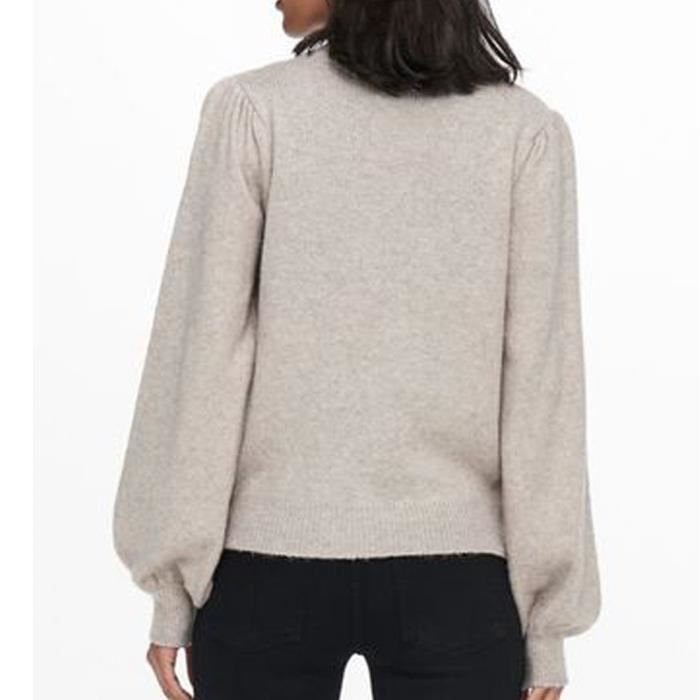 Pull Femme - JACQUELINE DE YONG - Rue - Manches longues bouffantes - Col montant - Gris