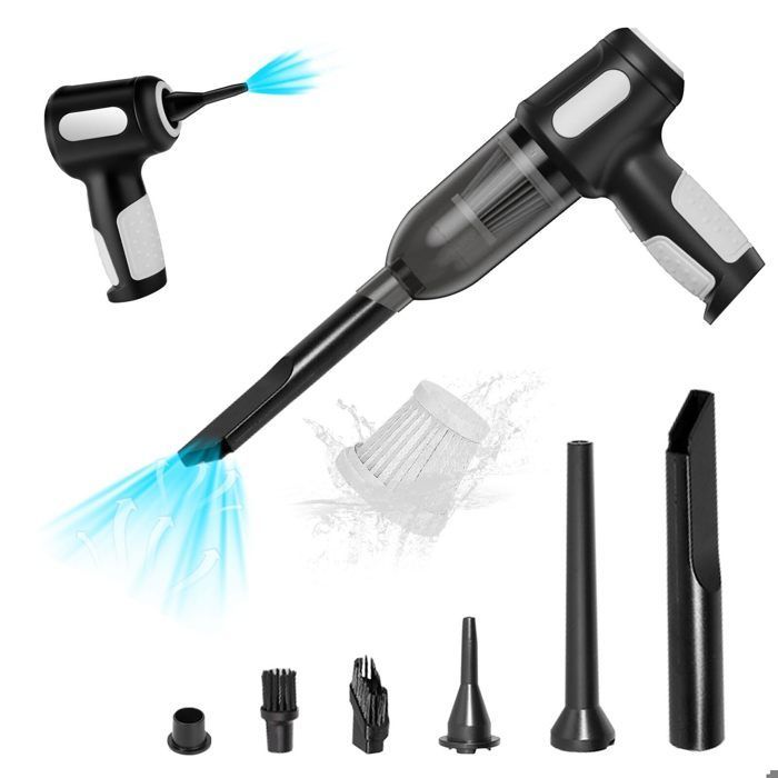 Aspiradora para coche, aspiradora inalámbrica multifuncional, potente aspiradora de mano de 6000/10000 Pa (negra (6000 Pa))