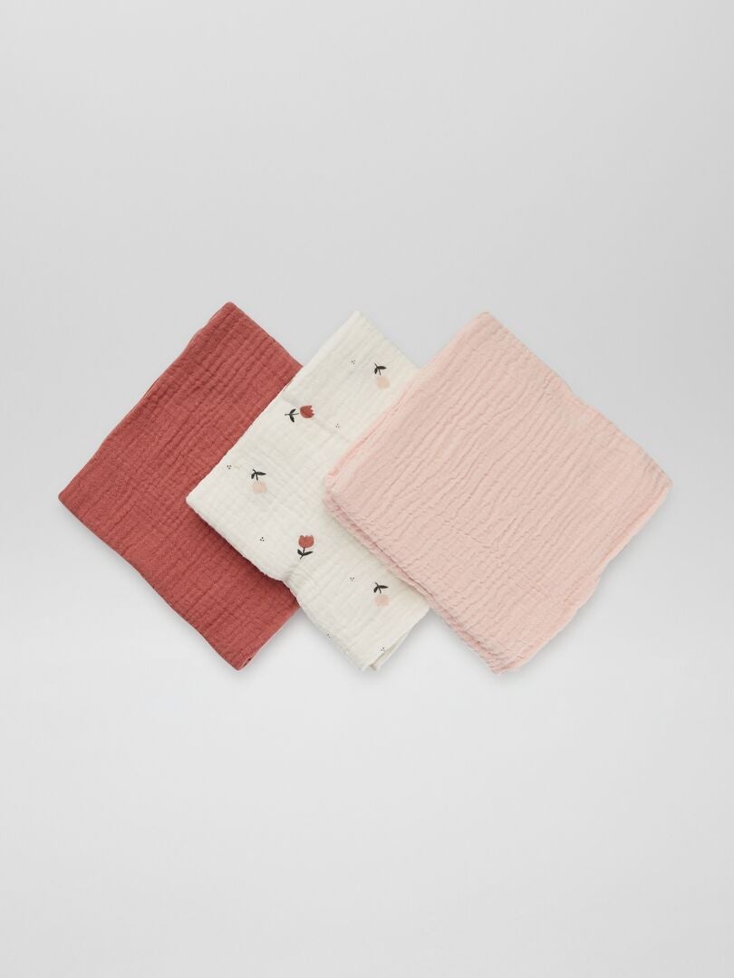 Set van 3 katoenen gaasdekens - WIT