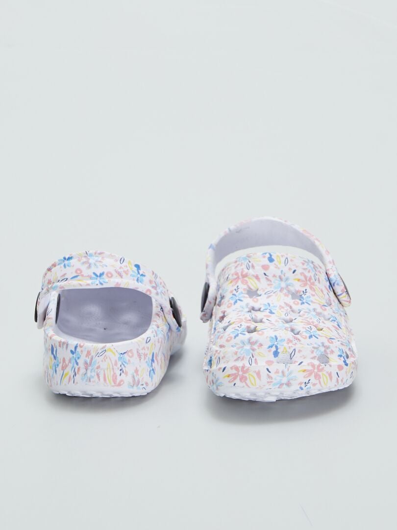 Zuecos con estampado floral - BEIGE