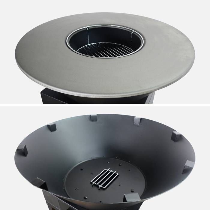 MOMBACHO Ø81,5cm barbecue vuurkorf met grillrooster, opbergruimte, deksel en keukengerei