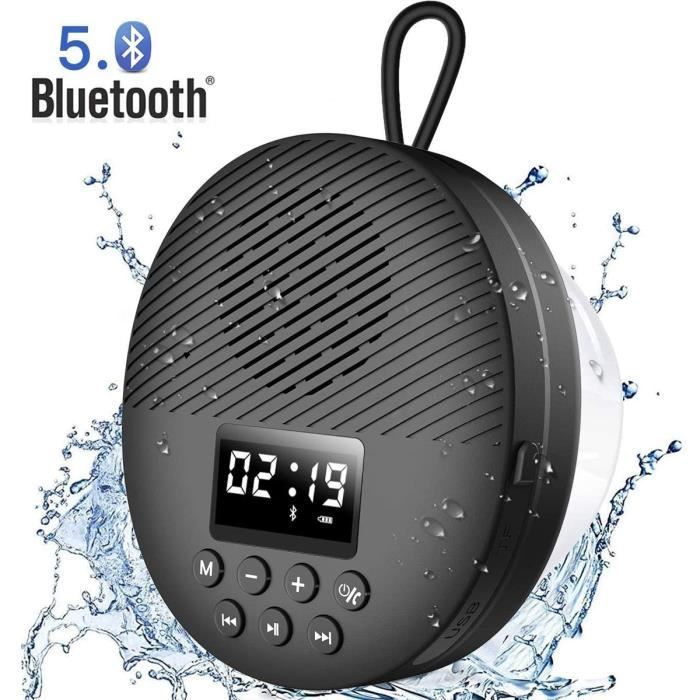Altoparlante Bluetooth 5.0 AGPTEK - Radio portatile per doccia, impermeabile IPX5 - Con cordino e ventosa - Autonomia della batteria di 12 ore