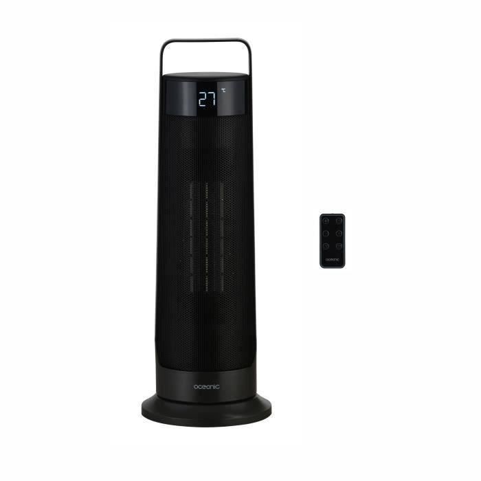Calefactor oscilante con ventilador - Cerámico - OCEANIC - 2000 W - Control remoto - Negro