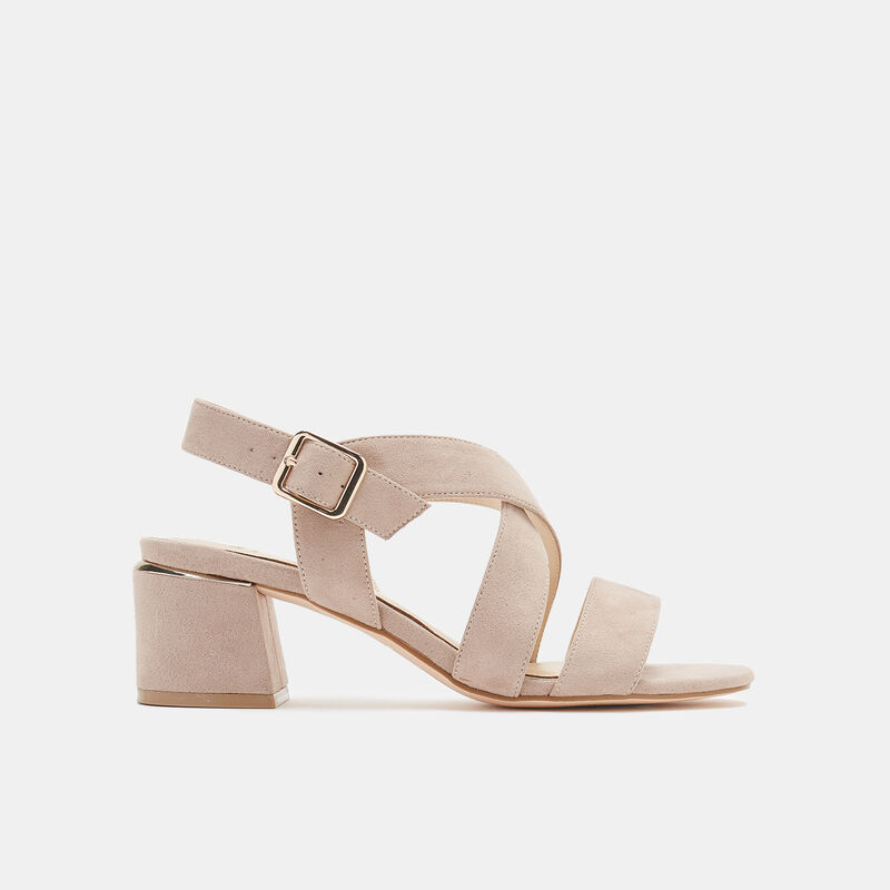 Flätade sandaler med blockklack