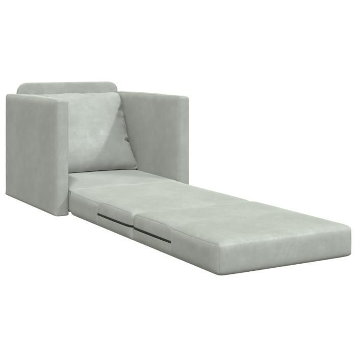 Divano trasformabile da pavimento in velluto 74x77x81 cm Grigio chiaro
