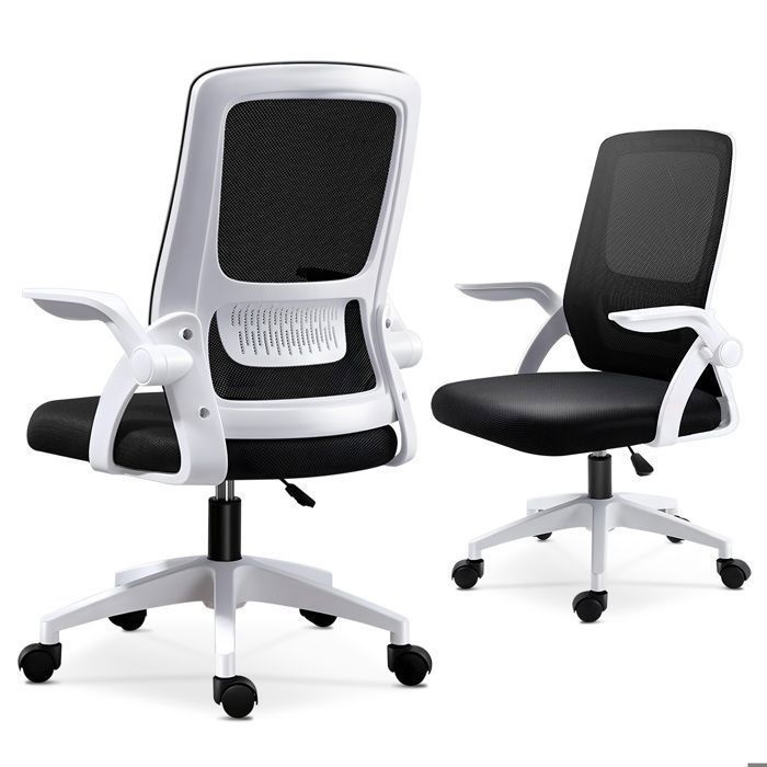 Chaise de bureau - MAGICFOX - Ergonomique - Dossier en maille - Réglable en hauteur - Blanc