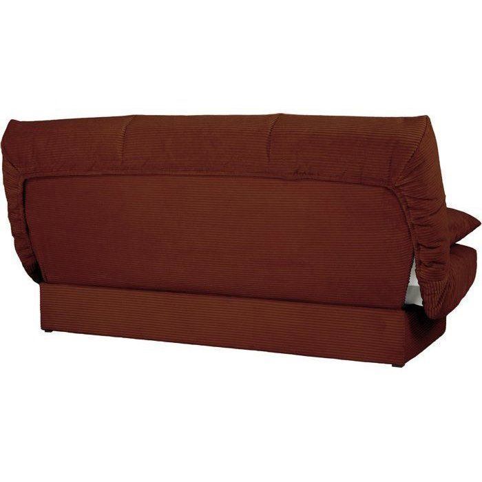 Banquette clic-clac - 3 places - Avec coussins - Tissu Terracotta -190 x 90 x 92 cm - CLEM