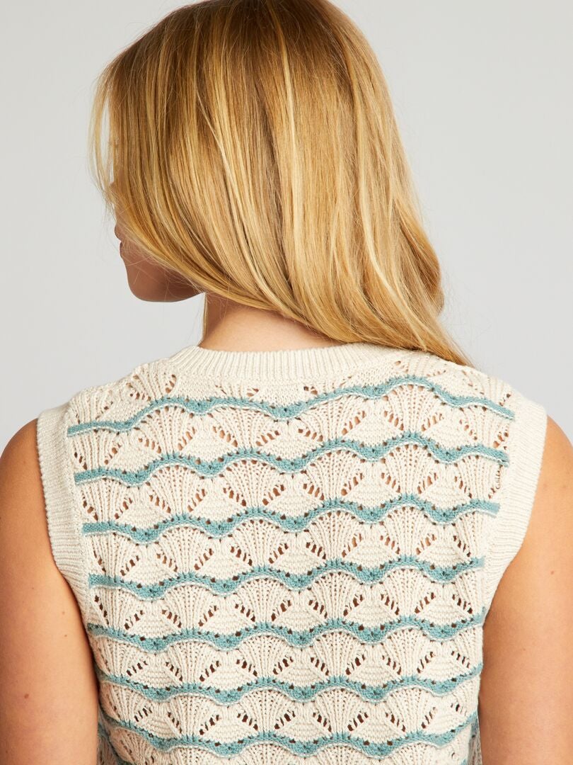Mouwloze trui met ronde hals - BEIGE