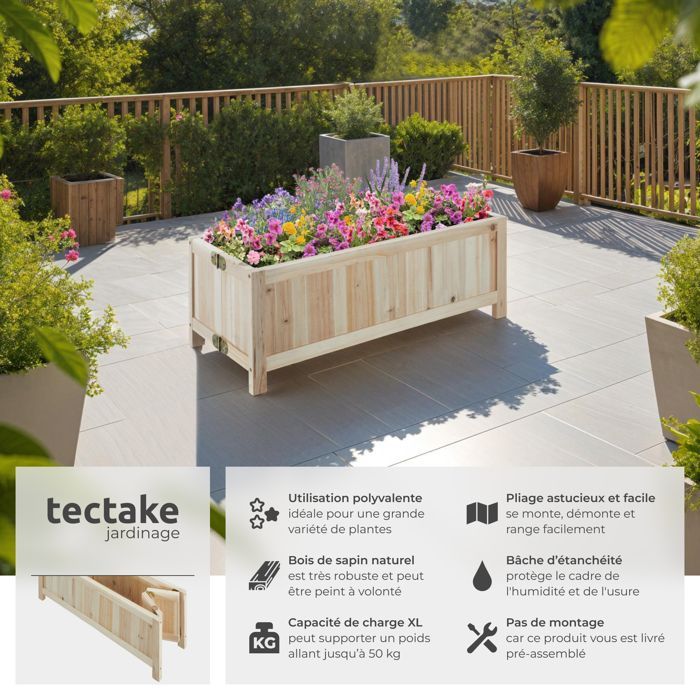 Raised garden bed - TECTAKE - BLOMSTER foldable raised planter with waterproof film and 30L capacity