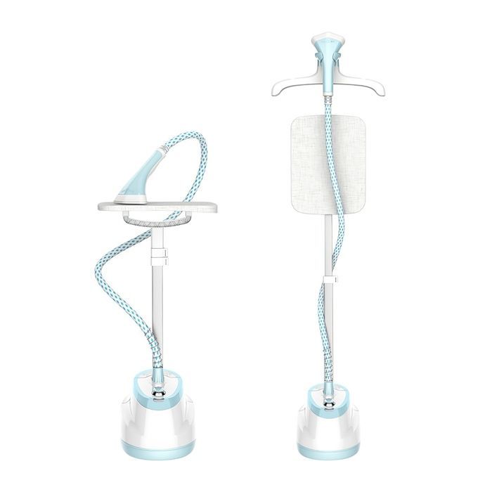 Vaporiera professionale per indumenti da 1800 W, capacità vapore 1,6 l, 10 funzioni, stiratura a vapore verticale, riscaldamento in 45 secondi.