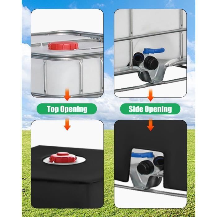 Lona de 2 piezas para tanque IBC de 1000 L, lona para recolección de agua de lluvia, lona para tanque de agua resistente a los rayos UV y al polvo, tapa con etiqueta.