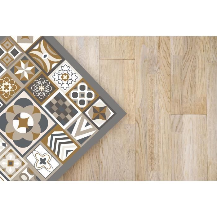 Alfombra de vinilo - Panorama - Azulejos de cemento - Naranja - 80x200 cm - Interior