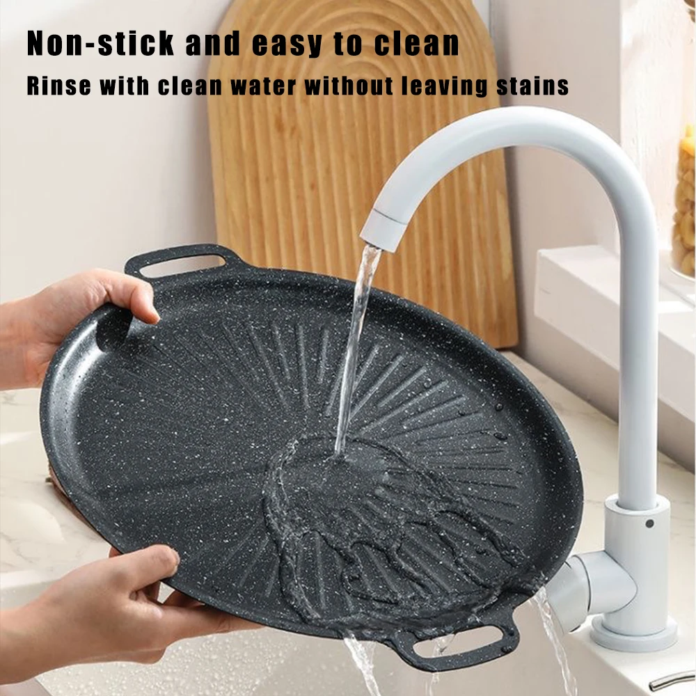 Poêle à griller antiadhésive 32/34 cm pour barbecue d'extérieur, plaque de cuisson, gril coréen, poêle de camping, ustensile de cuisine