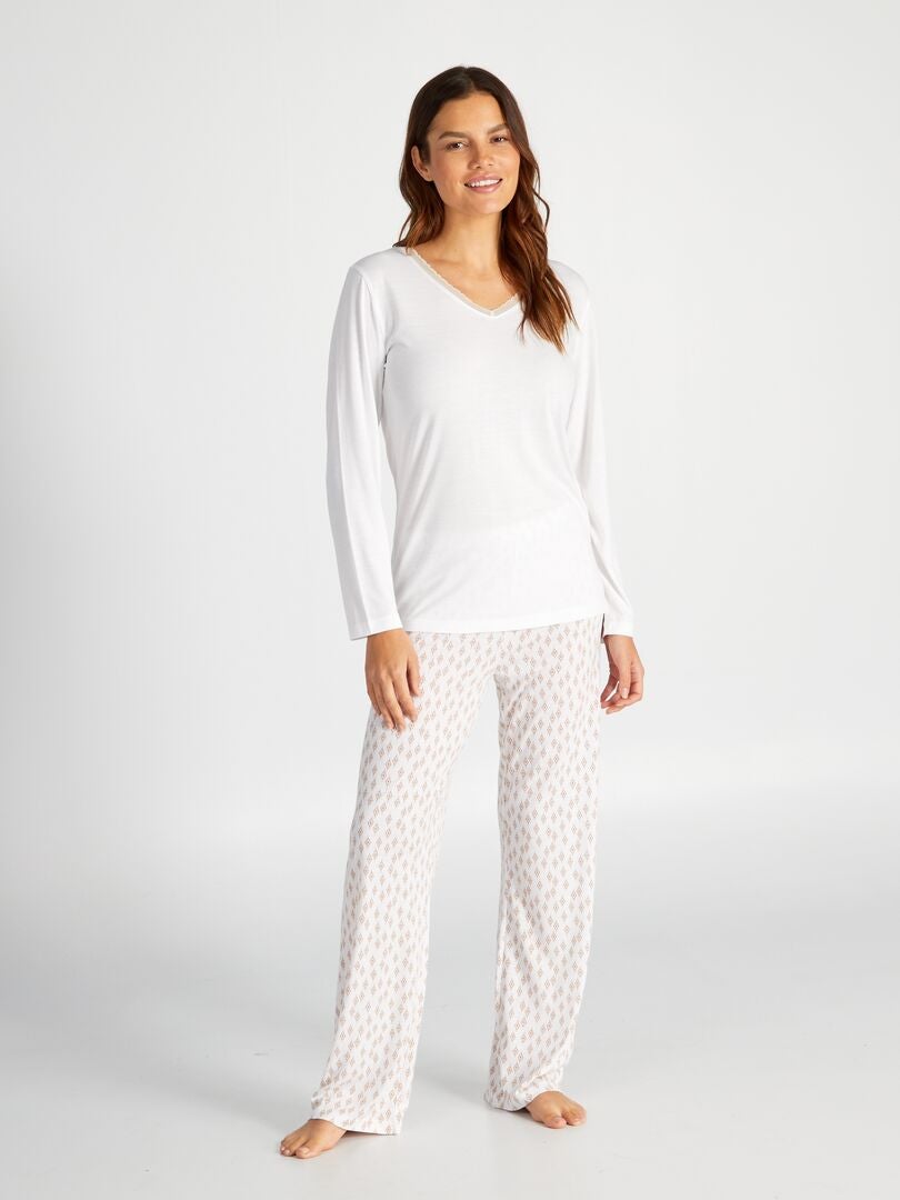 2-delige pyjamaset (t-shirt en broek) - BEIGE