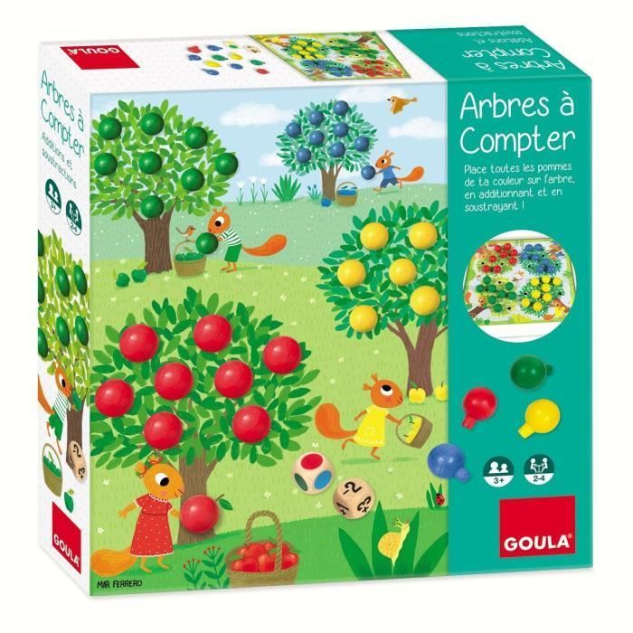 Jeu éducatif - GOULA - Arbres à compter - Pommes en bois et dés