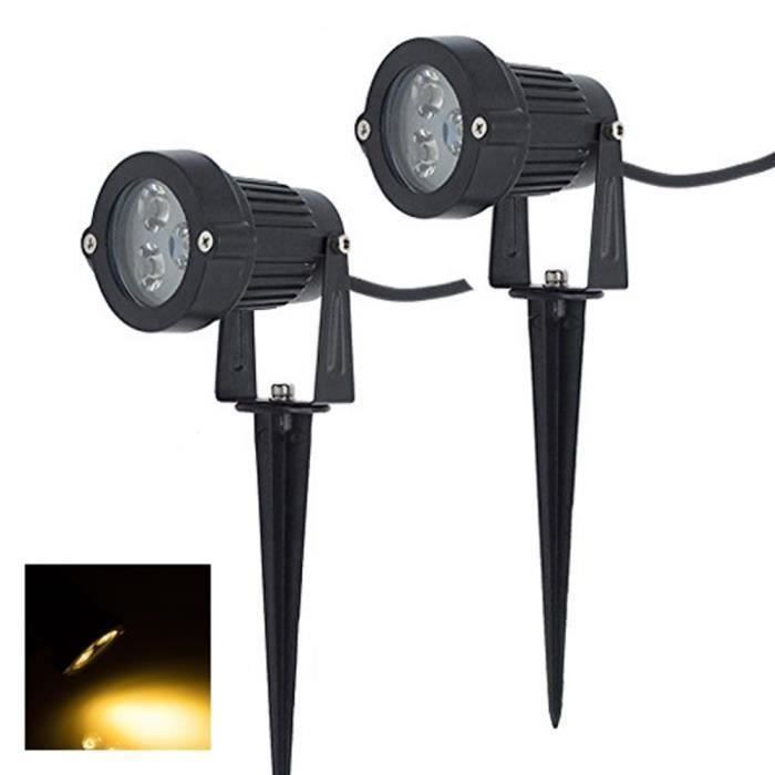 Foco de exterior con estaca - EBD98 - Paquete de 2 - LED de 3W - Blanco cálido IP65