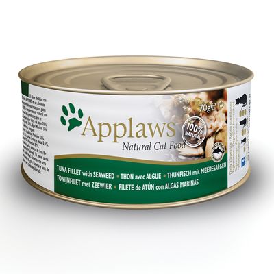 Applaws Dosenfutter für ausgewachsene Katzen, Thunfisch/Fisch in Brühe, 70 g