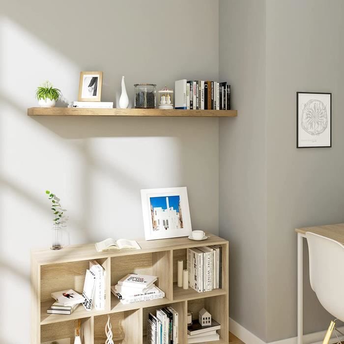 Juego de 4 estantes de pared WOLTU, estante colgante, estante flotante para CD/DVD, 100x23x3,8cm, marrón rústico, RG9317hov-4