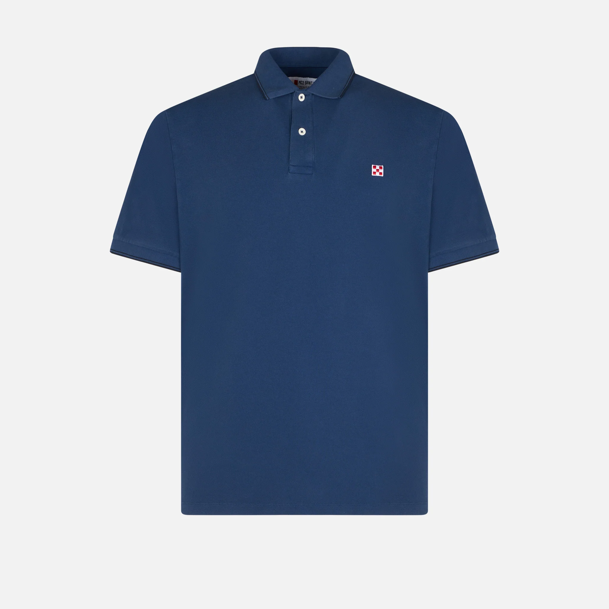 Blauwe piqué denim poloshirt met St. Barth-logo